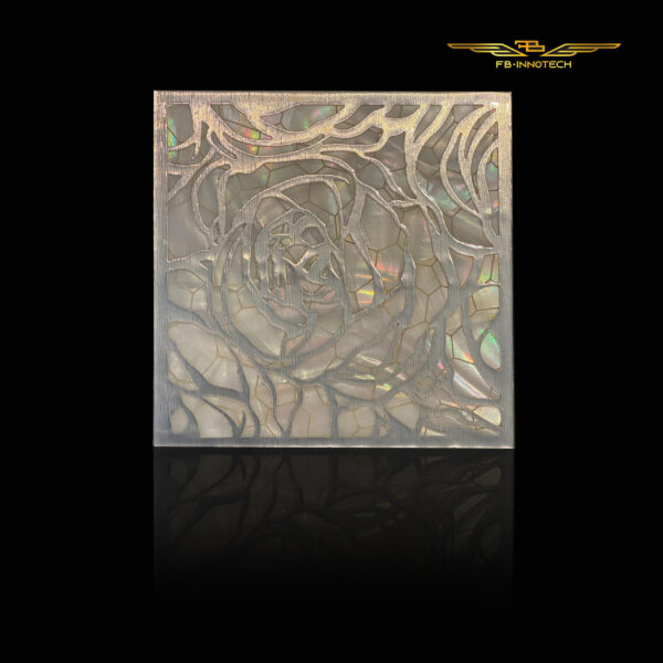 Interior luxury italian tiles décor whit carbon fiber and mother of pearl, leaflat by FBINNOTECH. Piastrelle in fibra di carbonio e madreperla per decorazione di interni. Карбоновая и перламутровая плитка для внутренней отделки.