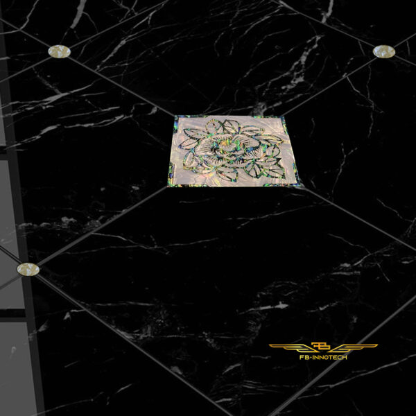 Interior luxury italian tiles décor whit carbon fiber and mother of pearl, leaflat by FBINNOTECH. Piastrelle in fibra di carbonio e madreperla per decorazione di interni. Карбоновая и перламутровая плитка для внутренней отделки.