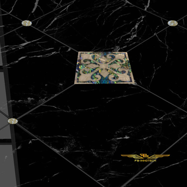 Interior luxury italian tiles décor whit carbon fiber and mother of pearl, leaflat by FBINNOTECH. Piastrelle in fibra di carbonio e madreperla per decorazione di interni. Карбоновая и перламутровая плитка для внутренней отделки.