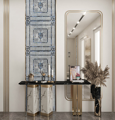 " Luxurious design tile decoration FBINNOTECH Mother-of-pearl tiles: a refined addition to your flooring"