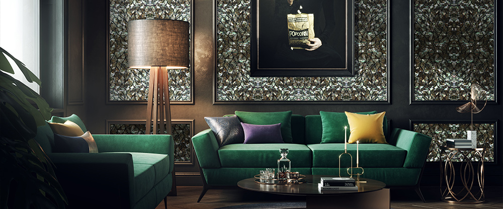 " Luxurious design tile decoration LEAFLAT by FBINNOTECH Плитка из перламутра: стильный декоративный элемент для вашего пространства"