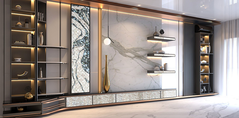 " Luxurious design tile decoration FBINNOTECH Плитка из перламутра: штрих роскоши для вашего жилого пространства"