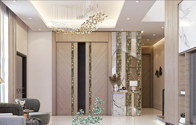 " Luxurious design tile decoration LEAFLAT by FBINNOTECH Mother-of-pearl tiles: a glossy surface for your walls"
