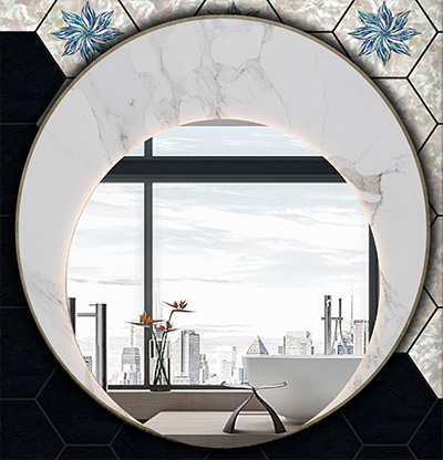 " Luxurious design tile decoration LEAFLAT by FBINNOTECH Плитка из перламутра: блестящая поверхность для ваших стен"