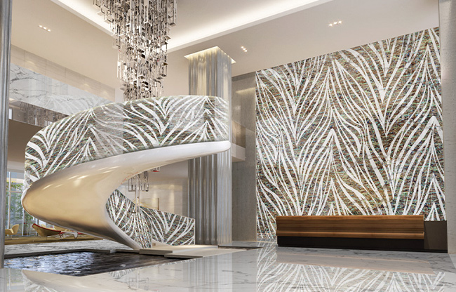 " Luxurious design tile decoration LEAFLAT by FBINNOTECH Плитка из перламутра: изысканное дополнение к вашему полу"