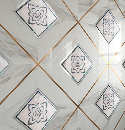 " Luxurious design tile decoration LEAFLAT by FBINNOTECH Плитка из перламутра: блестящая поверхность для ваших стен"